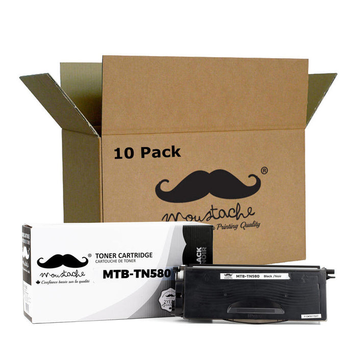 Brother TN580 Compatible Black Toner Cartridge High Yield - Moustache® - 10/Pack