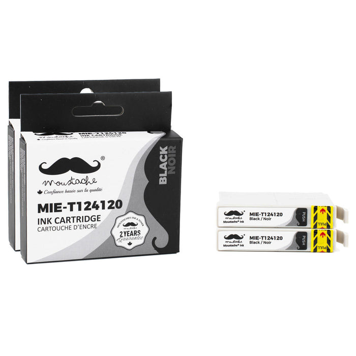 Epson 124 T124120 Compatible Black Ink Cartridge - Moustache® - 2/Pack