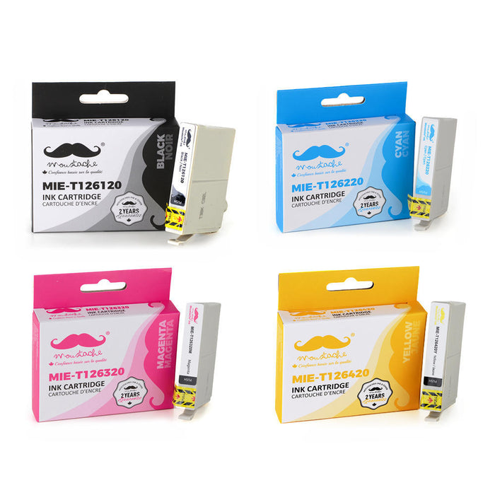 Epson 126 T126 Compatible Ink Cartridge Combo High Yield BK/C/M/Y - Moustache®