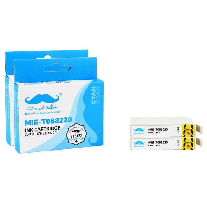 Epson 88 T088220 Compatible Cyan Ink Cartridge - Moustache® - 2/Pack