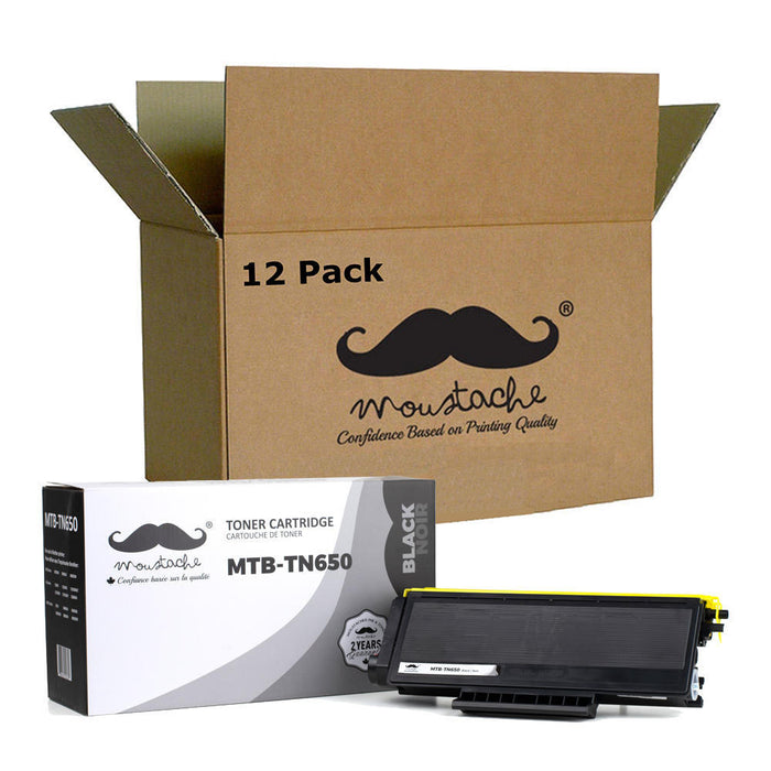 Brother TN650 Compatible Black Toner Cartridge High Yield - Moustache® - 12/Pack