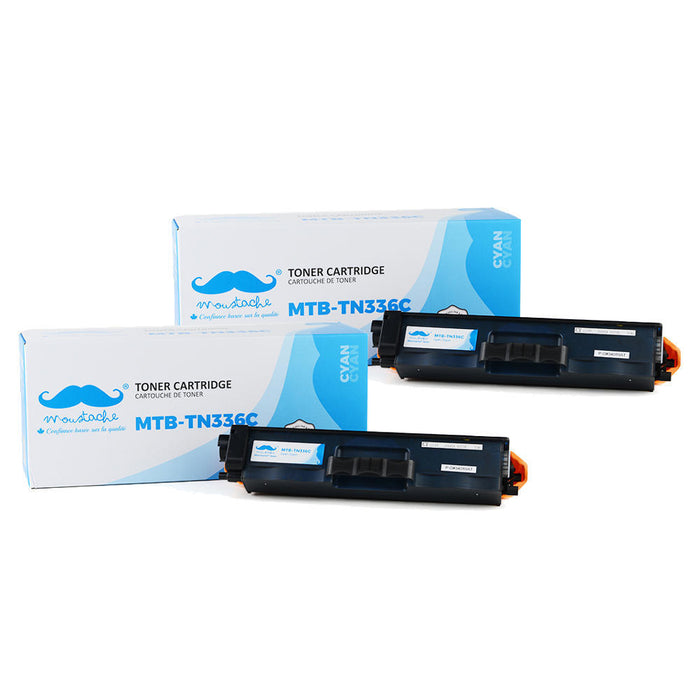 Brother TN336C Compatible Cyan Toner Cartridge High Yield - Moustache® - 2/Pack