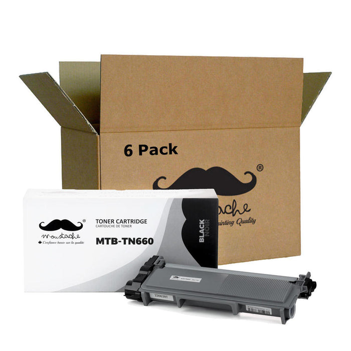 Brother TN-660 Compatible Black Toner Cartridge High Yield - Moustache® - 6/Pack