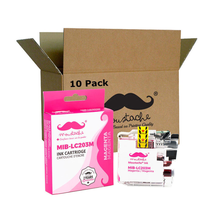 Brother LC203M Compatible Magenta Ink Cartridge High Yield - Moustache® - 10/Pack