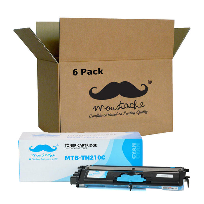 Brother TN210C Compatible Cyan Toner Cartridge - Moustache® - 6/Pack