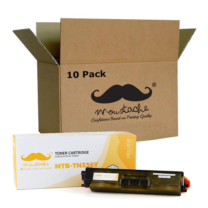 Brother TN336Y Compatible Yellow Toner Cartridge High Yield - Moustache® - 10/Pack