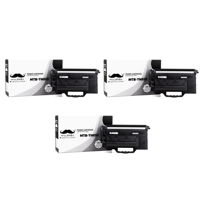 Brother TN850 Compatible Black Toner Cartridge High Yield Version of TN820 - Moustache® - 3/Pack