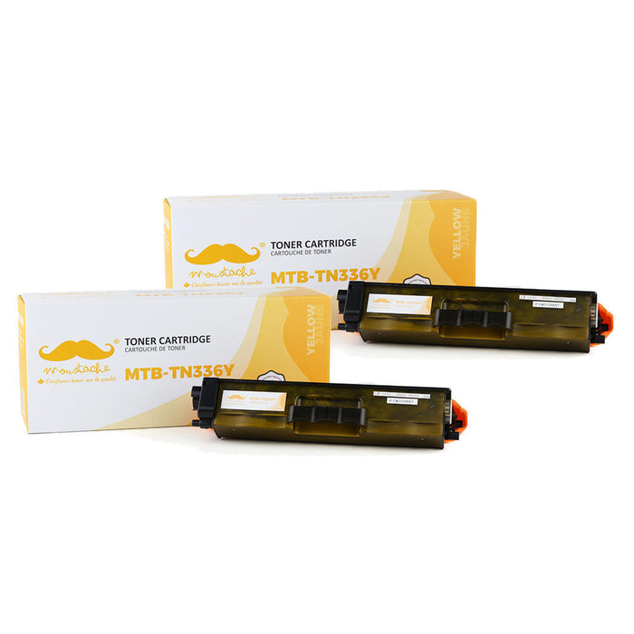 Brother TN336Y Compatible Yellow Toner Cartridge High Yield - Moustache® - 2/Pack