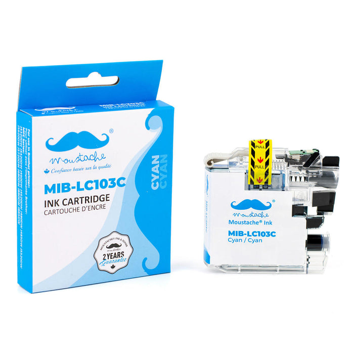 Brother LC103C Compatible Cyan Ink Cartridge High Yield - Moustache® - 1/Pack