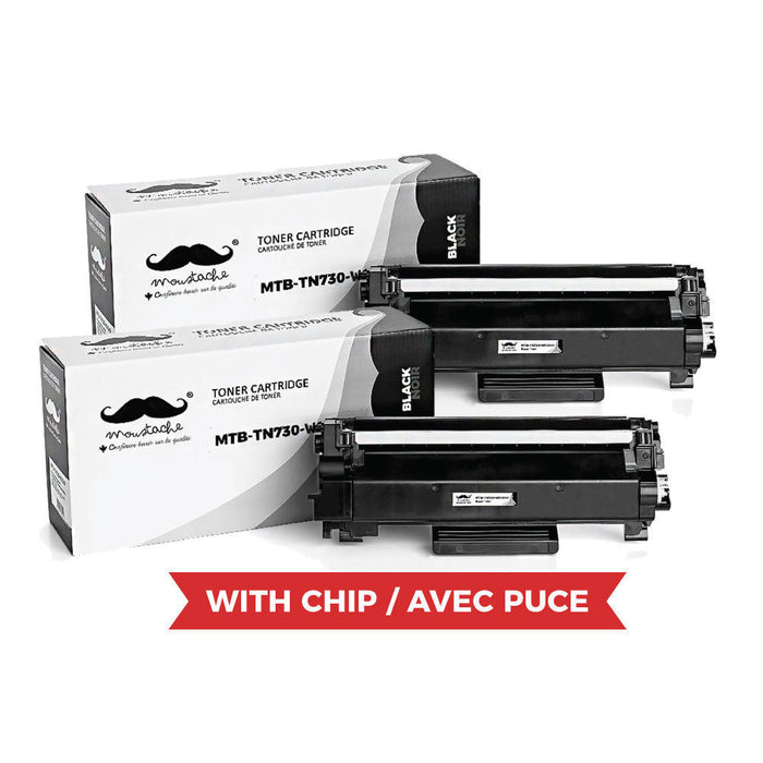 Brother TN730 Compatible Black Toner Cartridge - With Chip - Moustache® - 2/Pack