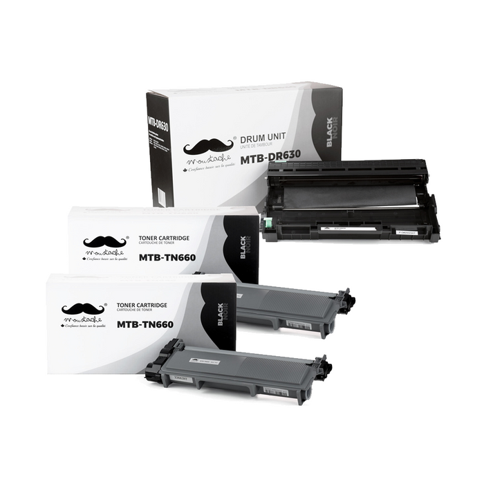 Brother TN660 DR630 Compatible 2* Toner Cartridge and 1 Drum Combo - Moustache® - 3PK