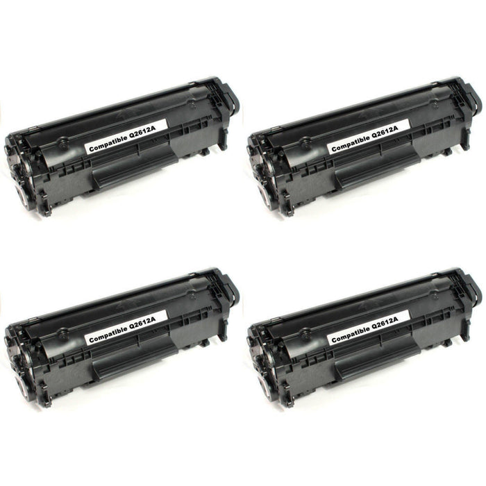 Compatible HP 12A Q2612A Black Toner Cartridge - Economical Box - 4/Pack