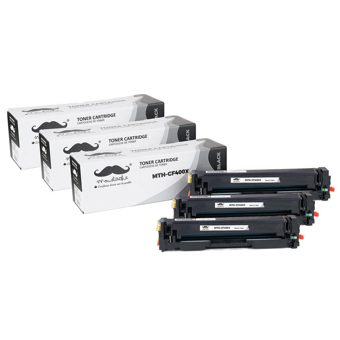 Compatible HP 201X CF400X Black Toner Cartridge High Yield - Moustache® - 3/Pack