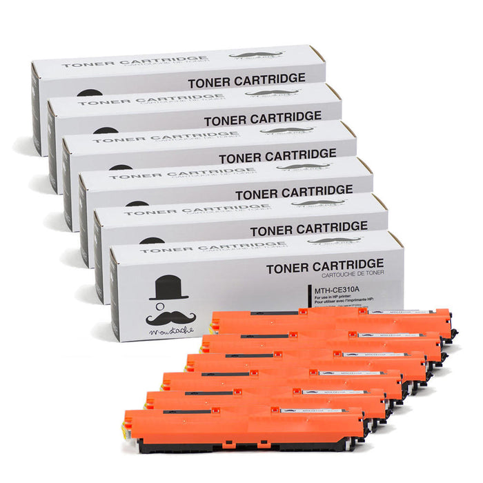 Compatible HP 126A CE310A Black Toner Cartridge - Moustache® - 6/Pack