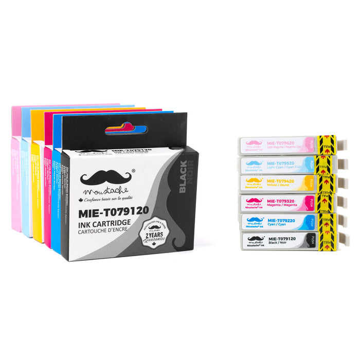 Epson 79 T079 Compatible Ink Cartridge Combo High Yield BK/C/M/Y/LC/LM - Moustache®