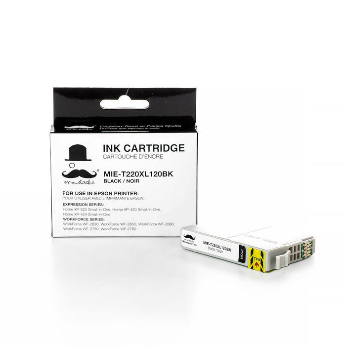 Epson 220 T220XL120 Compatible Black Ink Cartridge High Yield - Moustache® - 1/Pack