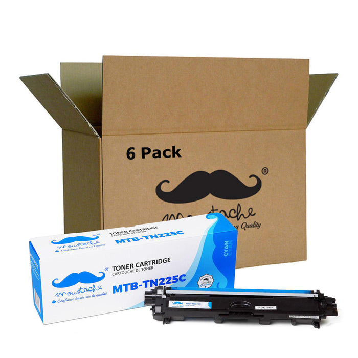 Brother TN225 Compatible Cyan Toner Cartridge High Yield - Moustache® - 6/Pack