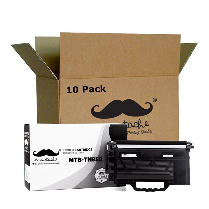 Brother TN850 Compatible Black Toner Cartridge High Yield Version of TN820 - Moustache® - 10/Pack