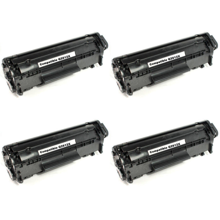 Compatible HP 12X Q2612X Black Toner Cartridge High Yield - Economical Box - 4/Pack