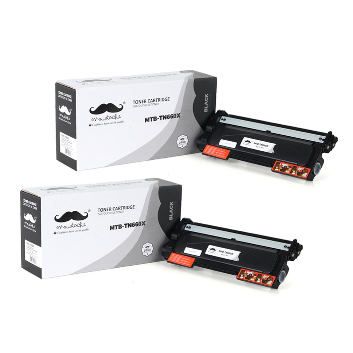 Brother TN-660X Compatible Black Toner Cartridge Extra High Yield - Moustache® - 2/Pack