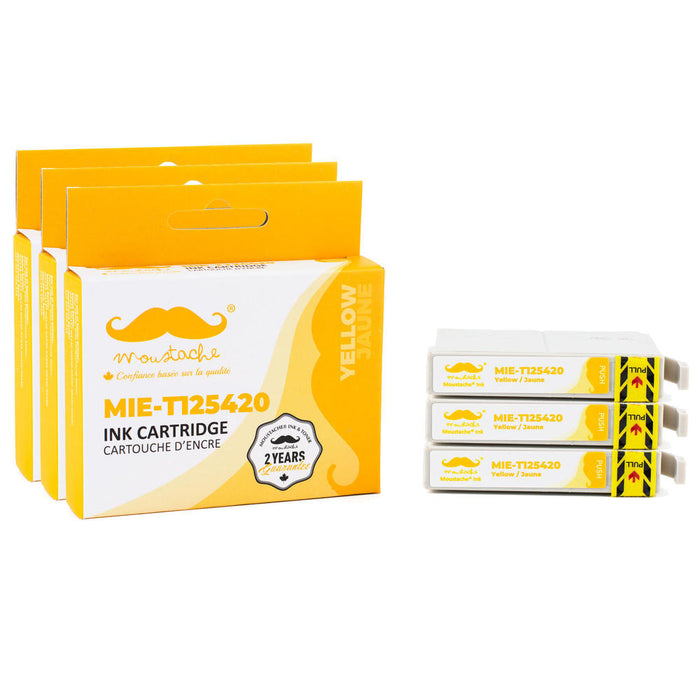 Epson 125 T125420 Compatible Yellow Ink Cartridge - Moustache® - 3/Pack