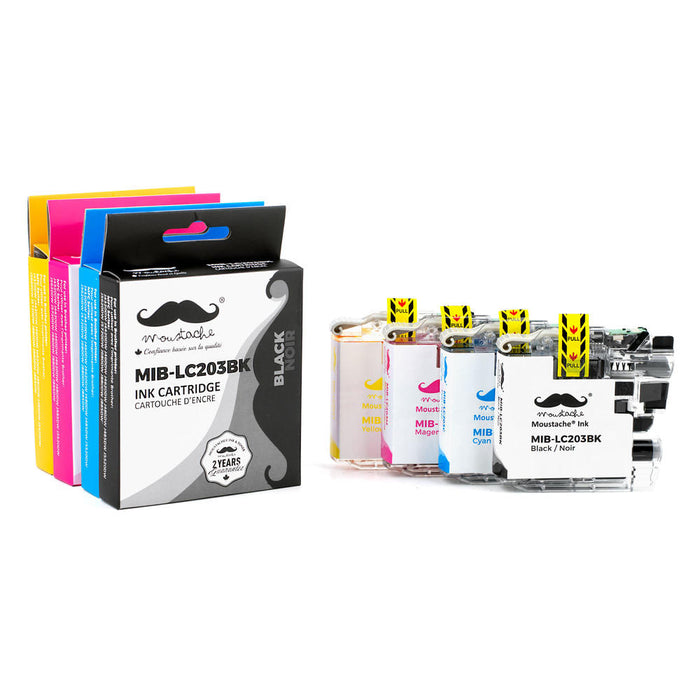 Brother LC203 Compatible Ink Cartridge Combo High Yield BK/C/M/Y - Moustache®