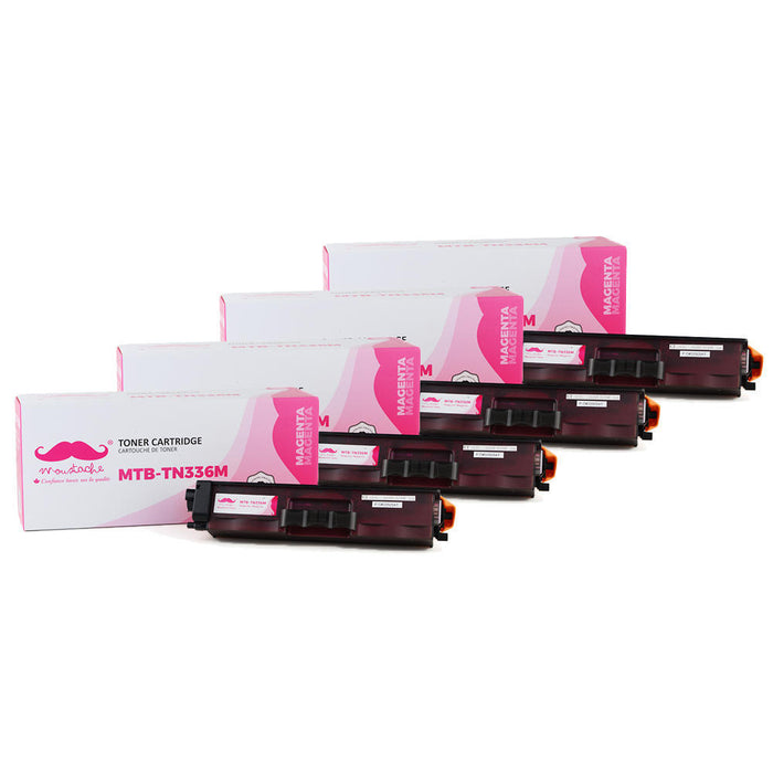 Brother TN336M Compatible Magenta Toner Cartridge High Yield - Moustache® - 4/Pack