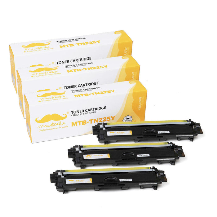 Brother TN225 Compatible Yellow Toner Cartridge High Yield - Moustache® - 3/Pack