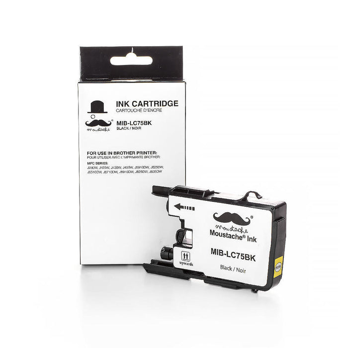 Brother LC75BK Compatible Black Ink Cartridge High Yield - Moustache® - 1/Pack