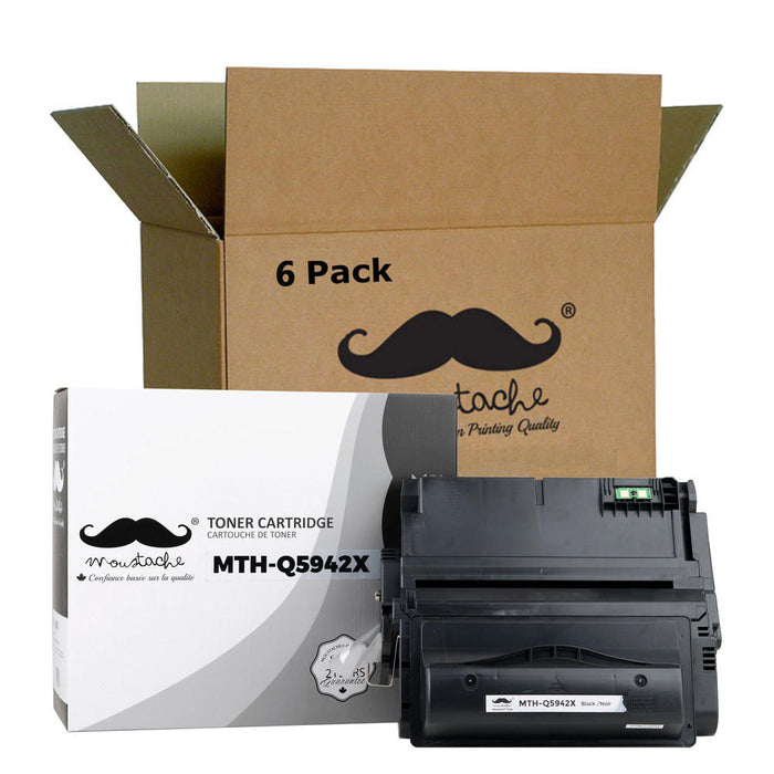 Compatible HP 42X Q5942X Black Toner Cartridge High Yield - Moustache® - 6/Pack