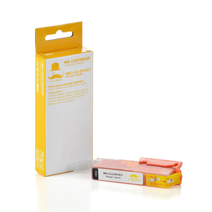 Canon CLI-251XLY Compatible Yellow Ink Cartridge (6451B001) - Moustache® - 1/Pack
