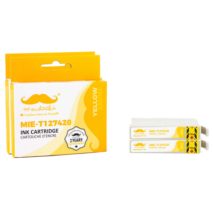 Epson 127 T127420 Compatible Yellow Ink Cartridge Extra High Yield - Moustache® - 2/Pack