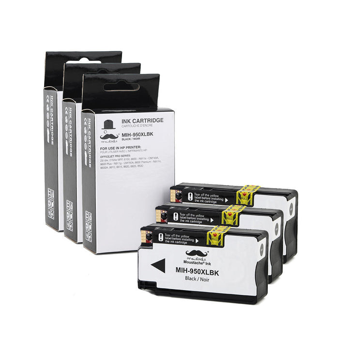 Compatible HP 950XL CN045AN Black Ink Cartridge High Yield - Moustache® - 3/Pack