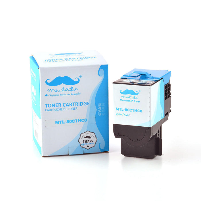 Lexmark 80C1HC0 Compatible Cyan Toner Cartridge High Yield - Moustache®