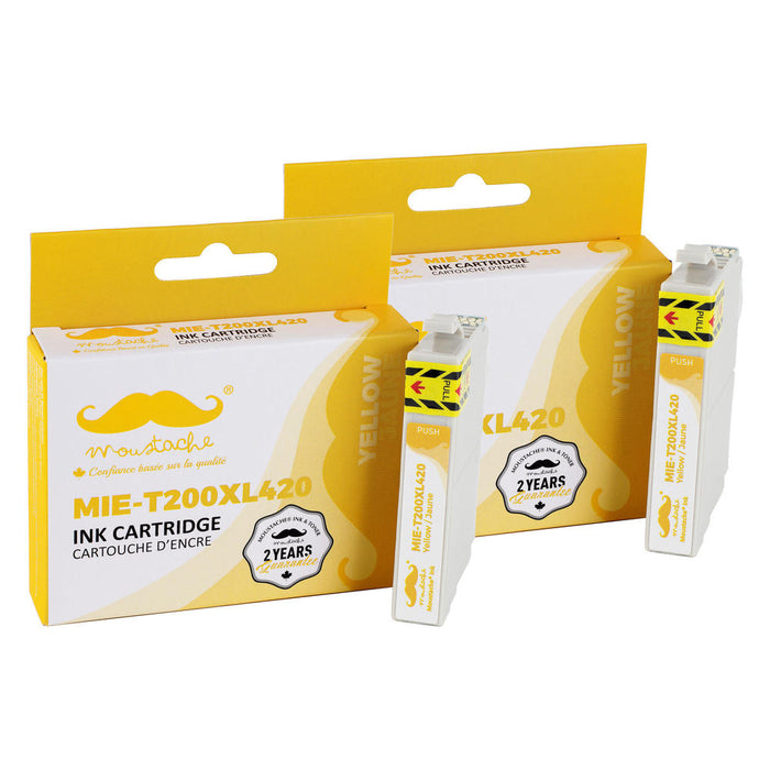 Epson 200 T200XL420 Compatible Yellow Ink Cartridge High Yield - Moustache® - 2/Pack