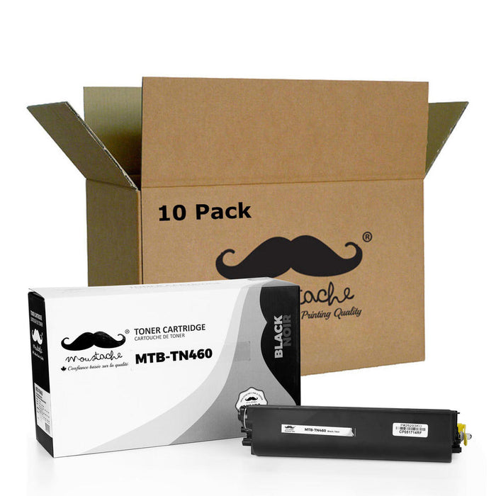 Brother TN460 Compatible Black Toner Cartridge High Yield Version of TN430 - Moustache® - 10/Pack