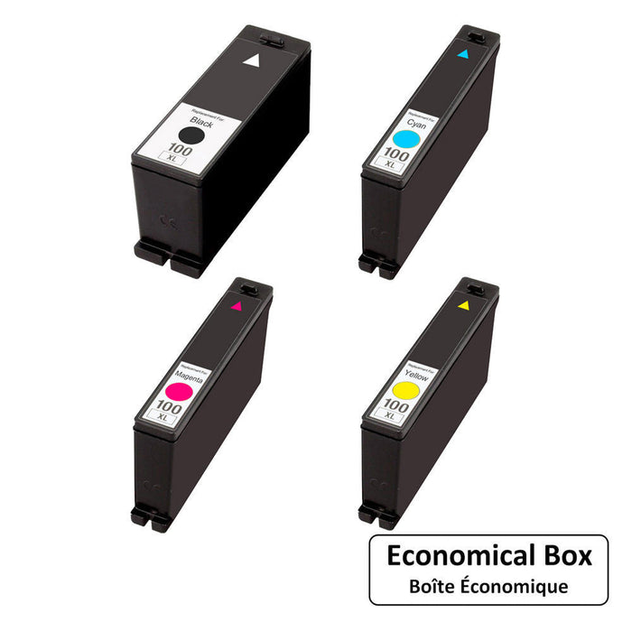 Lexmark 100XL Compatible Ink Cartridge Combo High Yield BK/C/M/Y - Economical Box