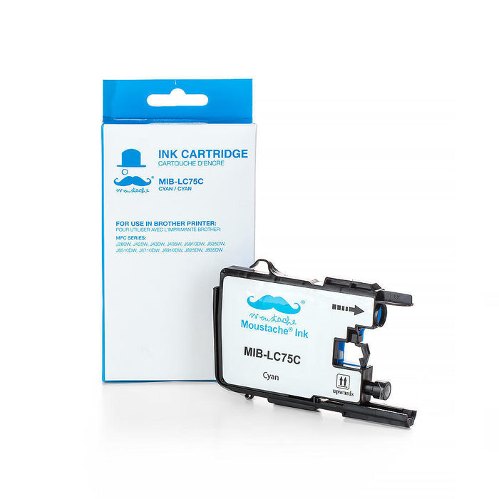 Brother LC75C Compatible Cyan Ink Cartridge High Yield - Moustache® - 1/Pack