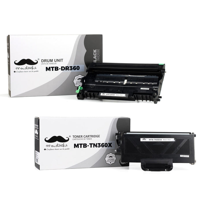 Brother TN360X DR360 Compatible Toner Cartridge and Drum Combo - Moustache®