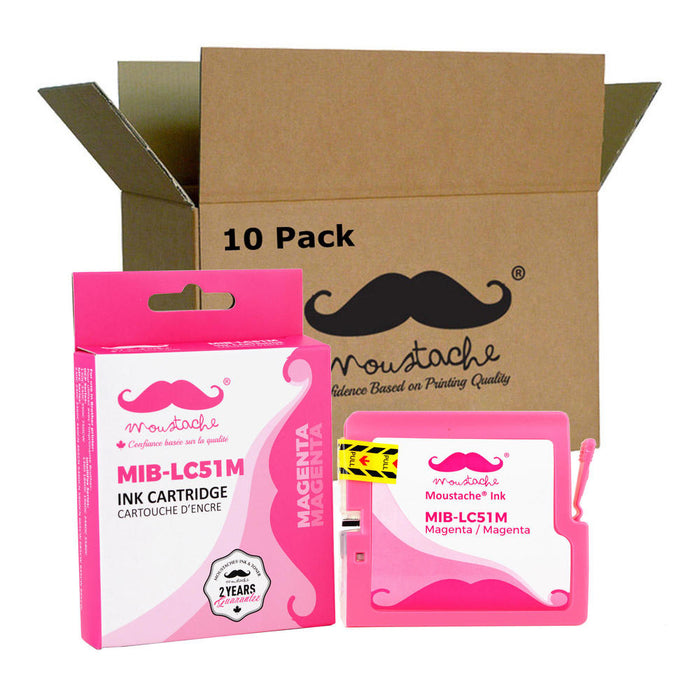 Brother LC51M Compatible Magenta Ink Cartridge - Moustache® - 10/Pack