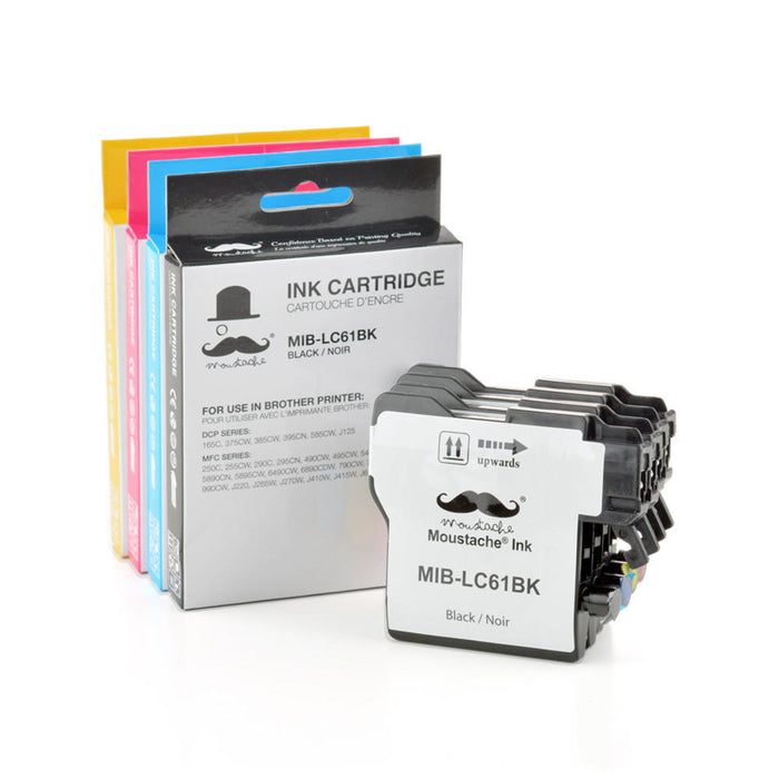 Brother LC61 Compatible Ink Cartridge Combo BK/C/M/Y - 4/Pack - Moustache®