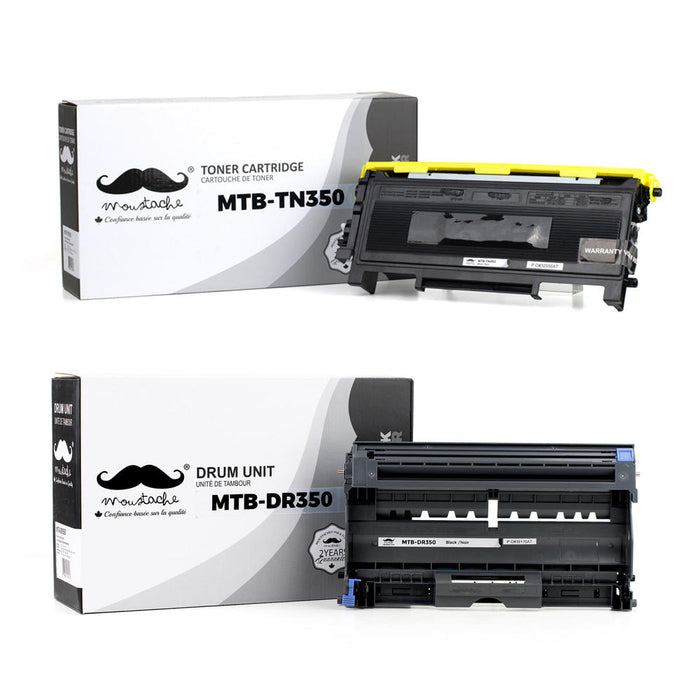 Brother TN350 DR350 Compatible Black Toner Cartridge and Drum Combo - Moustache®