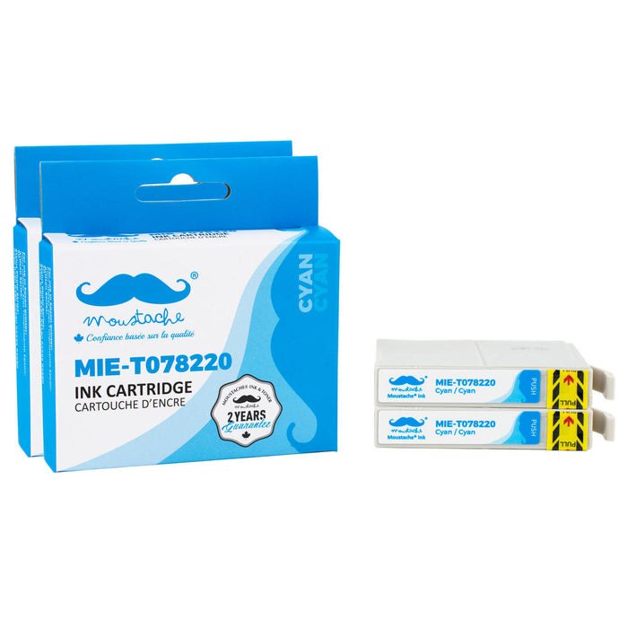 Epson 78 T078220 Compatible Cyan Ink Cartridge - Moustache® - 2/Pack