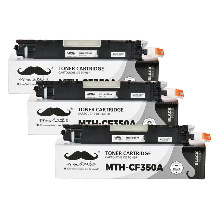 Compatible HP 130A CF350A Black Toner Cartridge - Moustache® - 3/Pack