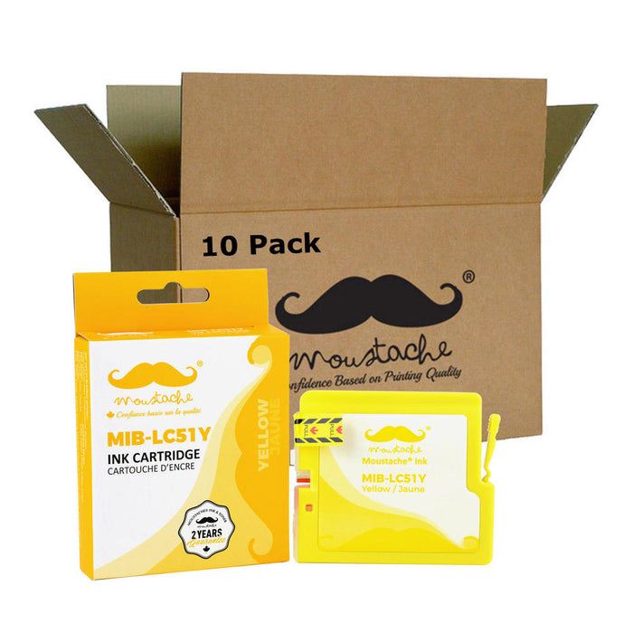 Brother LC51Y Compatible Yellow Ink Cartridge - Moustache® - 10/Pack