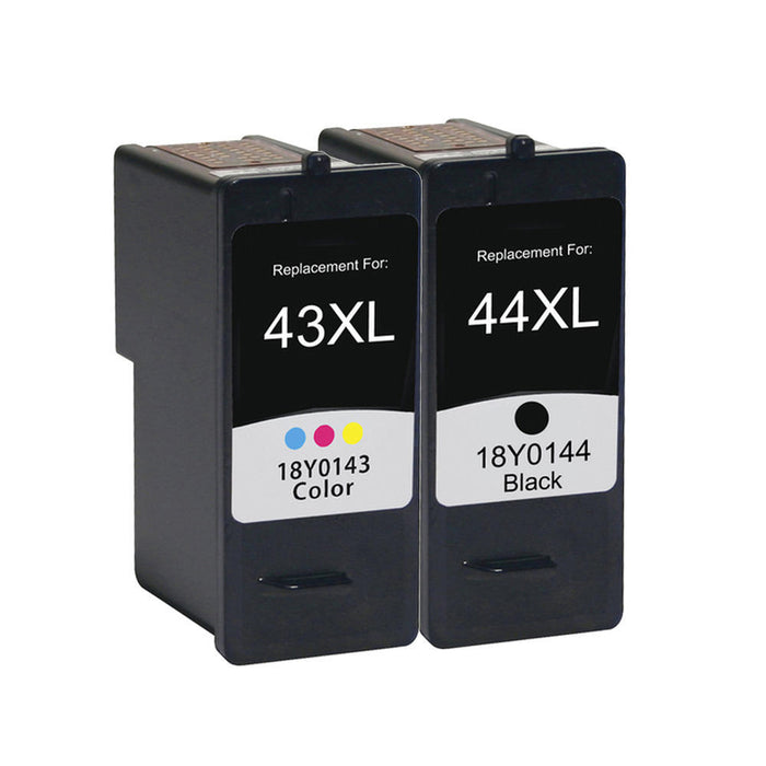 Lexmark 43XL 44XL Remanufactured Black and Color Ink Cartridge Combo