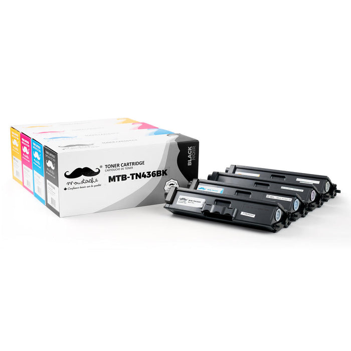 Brother TN436 Compatible Toner Cartridge Combo BK/C/M/Y Extra High Yield 6500 Pages - Moustache®