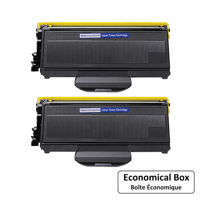 Brother TN360 Compatible Black Toner Cartridge - Economical Box - 2/Pack