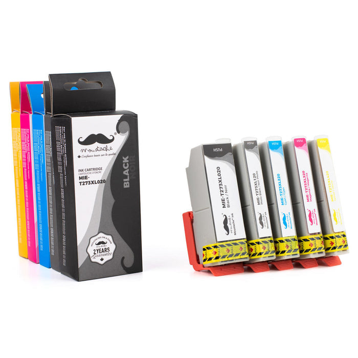 Epson 273 T273XL Compatible Ink Cartridge Combo High Yield BK/PBK/C/M/Y - Moustache®
