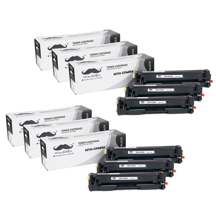 Compatible HP 201X CF400X Black Toner Cartridge High Yield - Moustache® - 6/Pack